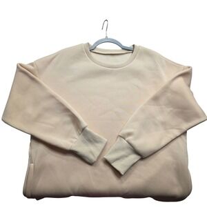 LS Women's Casual Apparel Cream Crewneck Sweatshirt Pockets Fleece Lined XXL